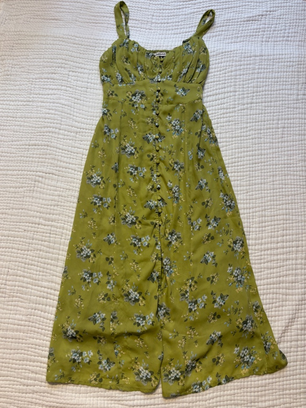 Abercrombie & Fitch Olive Green Floral Midi Dress